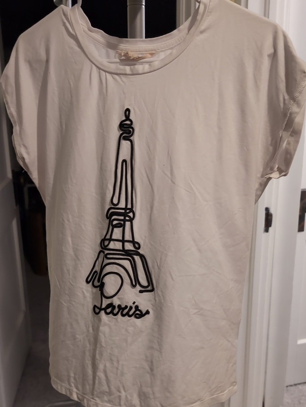 Women's Cream Eiffel Tower Graphic Short Sleeve Tee